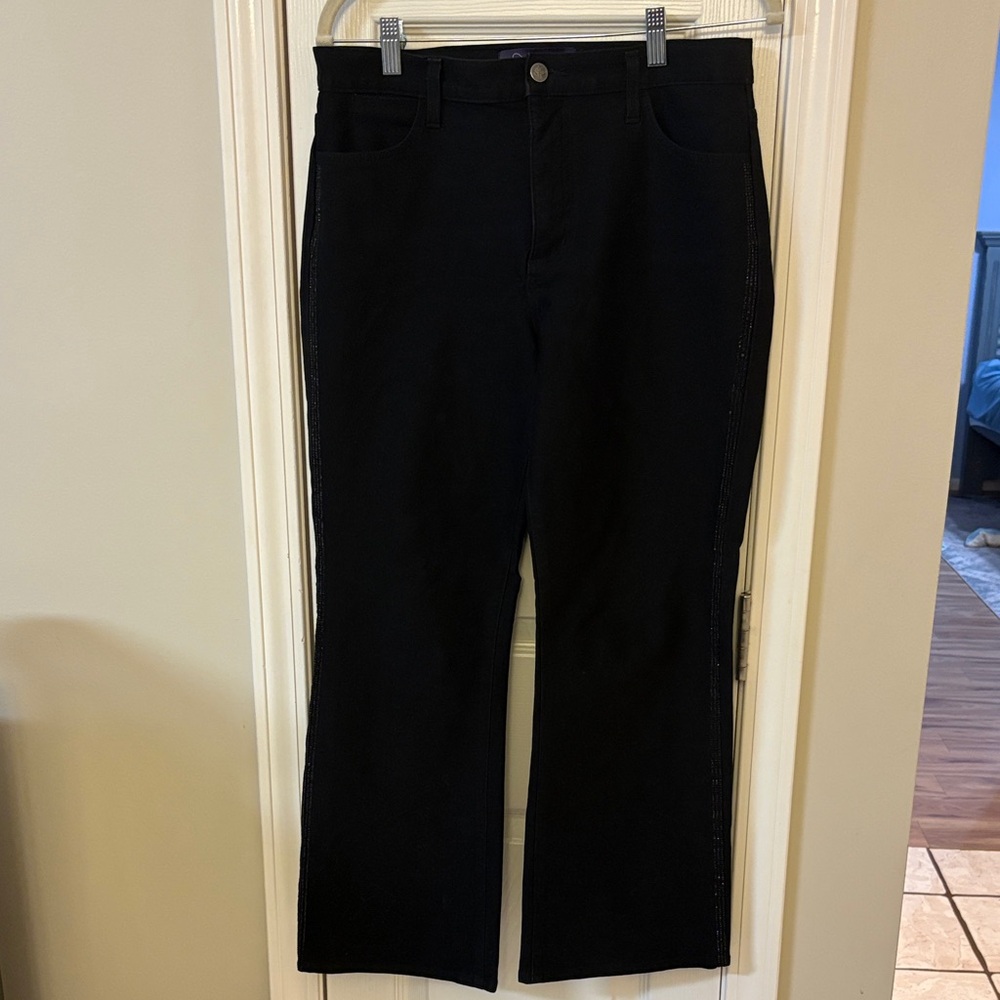 NYDJ Black Wide Leg Jeans With Sparkle Seam Detail